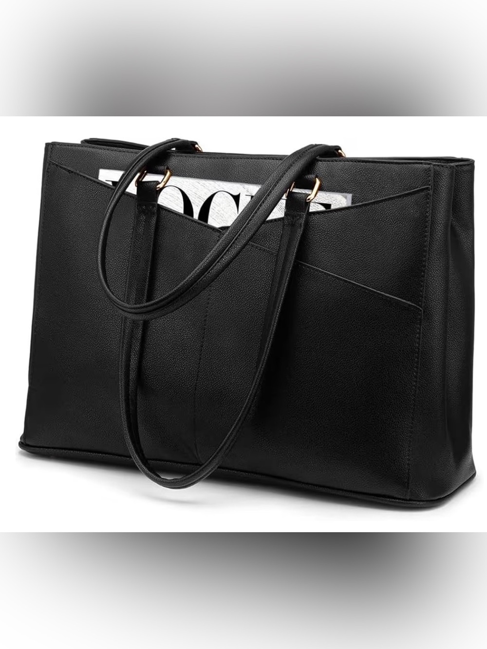 Black Tote Bag with Front Pocket